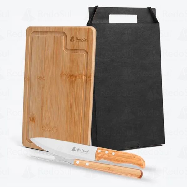 Kit churrasco personalizado  com tábua garfo e faca